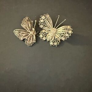 Sterling Silver 925 Butterfly Brooch Set